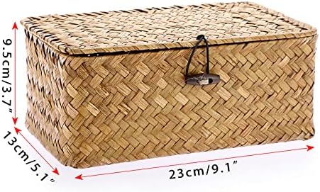 Hipiwe Wicker Shelf Baskets Bin with Lid X-Small Handwoven Basket for Shelf - Image 6