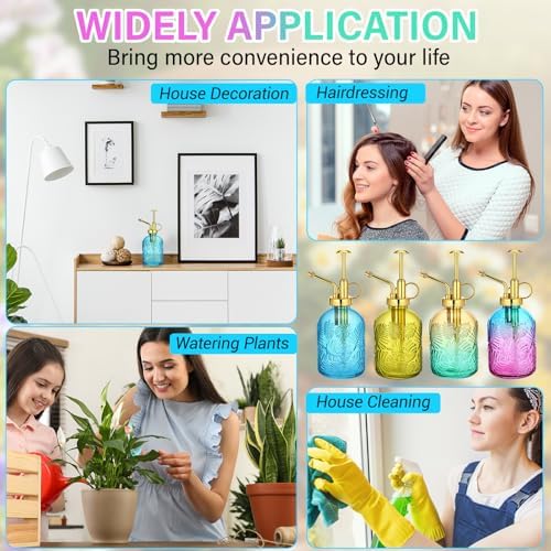 Sliner 6 Pack Glass Plant Mister Spray Bottles 7.7" Tall Glass Water Spray Bottle 12.2 oz Hand Pump Sprayer Fine Mist Watering Can with One Hand Top Pump for Indoor & Outdoor Houseplants(Golden) - Image 6