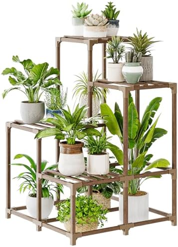 Bamworld Corner Plant Stand Indoor Outdoor Plant Shelf Small Plant Table - Image 6