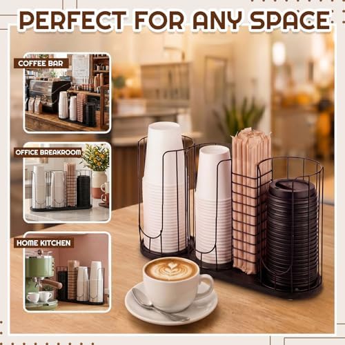 Geelin 18oz Adjustable Coffee Cup Dispenser with Wooden Base, Cup and Lid Holder, Cups Holder Organizer for Coffee Pod Straw and Lid Storage(4-compartment Single,Color 7) - Image 3
