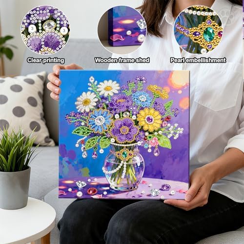 LQCrafK DIY Pearl Art Painting Handcraft Kit for Adults Beginners, Healing Stress-Relieving Home Wall Creative Design Decoration, Framed Painting with Tools-Bouquet - Image 5