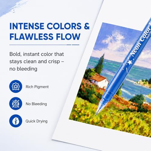 Acrylic Gel Pens for Coloring, 10 Blue Gel Pens with A5 Sketchbook - Image 2