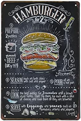 Fast Food Vintage Tin Sign - Hamburger Retro Metel Sign - Wall Decor wall sign for Kitchen Bakery Cafe Restaurant by TREEPERI