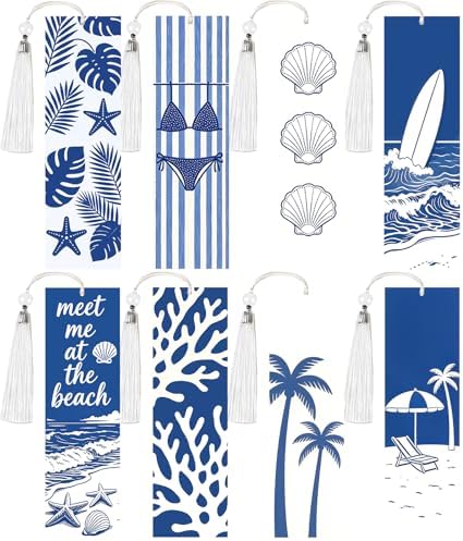 8PCS Diamond Painting Art Bookmarks,Cute Acrylic Bookmarks Crafts Kits Gifts with Tassels for Adult Women Book Lovers (Beach) by Unknown