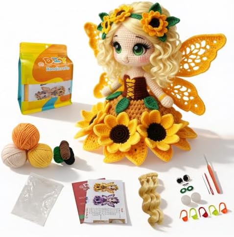 Morcolplus Sunflower Crochet Kit for Beginners & Adults, Amigurumi Crochet Flower Starter Kit with Video Tutorials, DIY Yarn Craft Kit, Handmade Sunflower Doll Gift for Women & Home Decor by Morcolplus