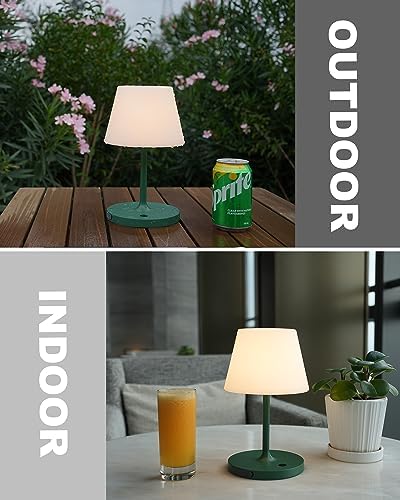 WEILAILUX Outdoor Battery Operated Table Lamp Waterproof, 4000mAh Cordless Table Lamp Rechargeable, Touch Dimmable Desk Lamp, LED Night Light for Patio Camping Restaurant Home, H9.6in, Green - Image 6