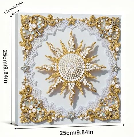 Pearl Art Kits Painting for Adults, DIY Mindfulness Therapy with Framed Canvas and Tools, Beginner Wall Decor-Sun - Image 5