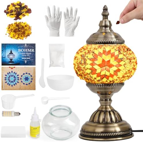 DIY Turkish Mosaic Lamp Kit for Adults & Teens, 5.2" Shade, Amber by YourVisionOurPrecision