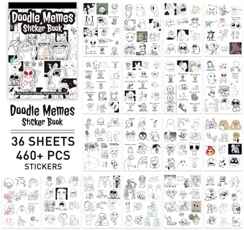 PRSTINCOL Meme Sticker Book, 36 Sheets 460+ Pcs, Black and White Funny Meme Stickers for Adults and Teens, Die Cut Vinyl Stickers for Journaling Scrapbooking DIY - Image 2