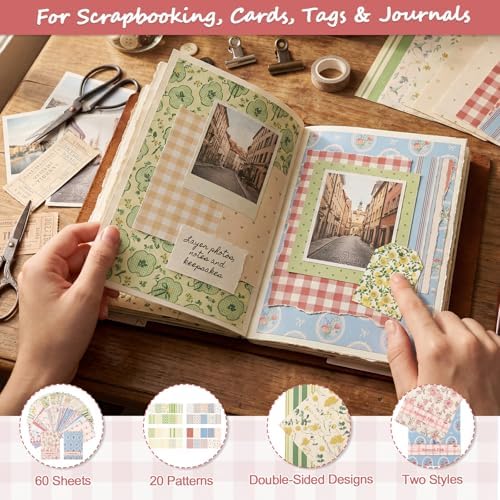 BESARME 60 Sheets Scrapbook Paper 5.5×8.3 in Double Sided Floral - Image 4