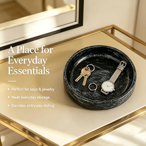 Natural Marble Decorative Bowl - Hand-Polished Stone Catchall Tray for Coffee Table Centerpiece, Entryway Key Holder, Jewelry Dish, Candle Holder & Home Decor Accent - Image 6