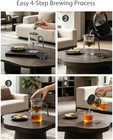 ZENS Magnetic Teapot with Infuser, 28oz Magic Tea Pot for Loose Leaf Tea - Image 4