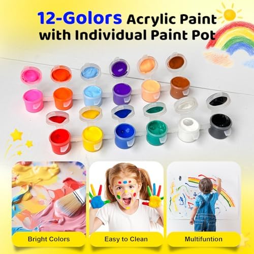 DUA MAIGA 10 Set Mini Acrylic Paint Kit, 5.9In Canvas Boards for Painting with 6.5" Easel, Acrylic Paint Strips, Painting Brushes, Mini Canvas and Easel Set for Kids Artists Beginner Gift Party (160) - Image 3