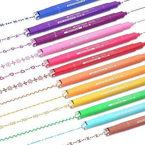 12 Colors Curve Highlighter Pens Set, 10 Different Shapes Dual Tip Markers, Cool Pens for Journal Planner Scrapbook Office Supplies by AOROKI
