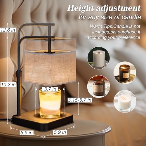 MOAFINA Linen Candle Warmer Lamp with Timer, Height Adjustable Dimmable - Image 3