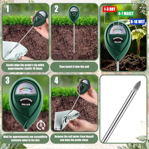 Plants Watering Can for Indoor Plants with Long Stainless Steel Spout & Soil Moisture Meter Long Spout Watering Cans for House Plant, Pot Flower, Succulent, Garden(Gray,1.4 L,Trapezoid) - Image 5