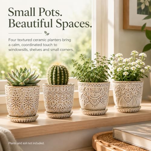 Gepege Ceramic Succulent Pots, 4 Inch Small Plant Pots with Drainage - Image 4