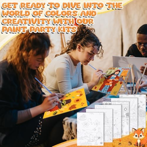 Sherr 140 Pcs 20 Set Pre Drawn Canvas Painting Kit, Autumn - Image 6