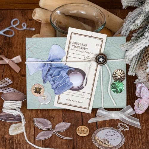 Mayplous 2 Packs Vintage Scrapbook Paper and Sticker Set – Sewing Theme Die-Cut Paperboard Retro Stickers with Cord, Bowknot & Button for Junk Journal, Scrapbooking, Handicrafts & Decoupage (Miller) - Image 6