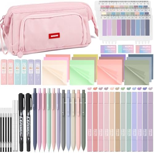 Nicpro 57 PCS Book Annotation Kit with Pen Case, Bible Study Supplies, Pink by Nicpro