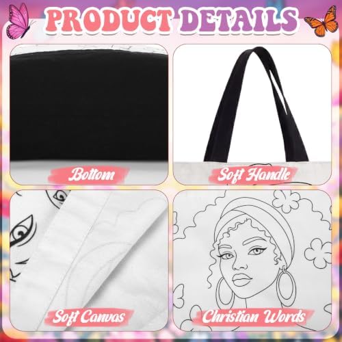 10 Set Paint and Sip Canvas Bags Pre Drawn Kit,Flower Women - Image 5