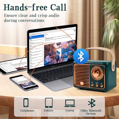 Mini altavoz Bluetooth Retro, altavoz inalámbrico portátil Bluetooth, Vintage Decor,Estilo Vintage tierno y Vintage para dormitorio, cocina, escritorio, oficina, Fiesta, viaje al aire Libre - Image 3
