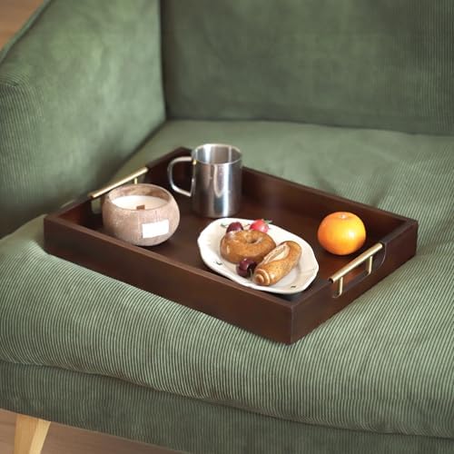 Joy&Grace Acacia Wood Ottoman Tray with Handles 17" x 13" - Image 4
