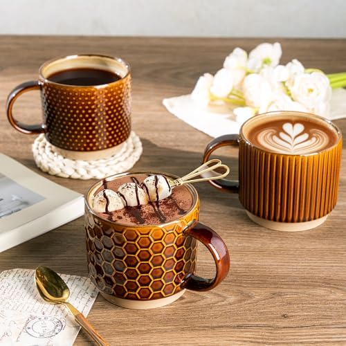 GBhome 12 OZ Stackable Coffee Mugs Set of 6, Ceramic Coffee Cups Set - Image 6