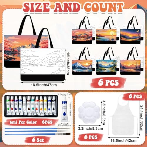 Geetery 30 Pcs Paint and Sip Canvas Bags Pre Drawn Kit, Scenery - Image 2