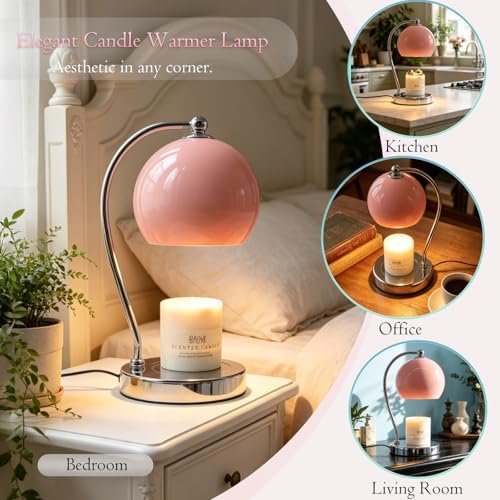 Wide Base Candle Warmer Lamp with Timer & Dimmer (Pink) - Image 4