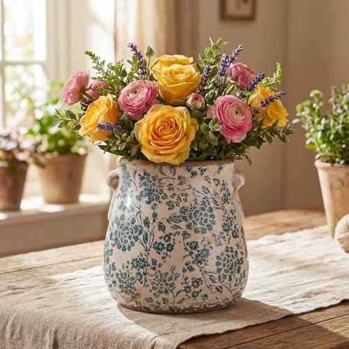 Ceramic Scroll Planter 6.5 Inch, Indigo Blue - Image 5