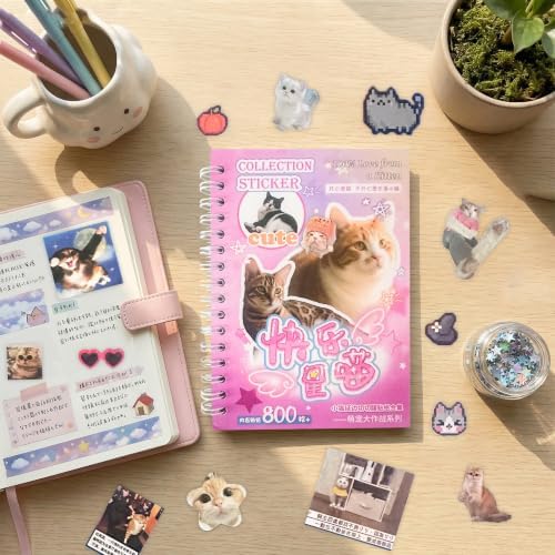 Cat Sticker Book Kawaii Cute Stickers Bulk Aesthetic Funny Meme 800+ - Image 3