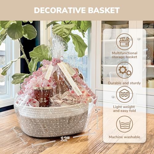 CHICVITA Gift Basket Empty with Bags & Ribbon to Fill, Boo Basket, Brown - Image 6