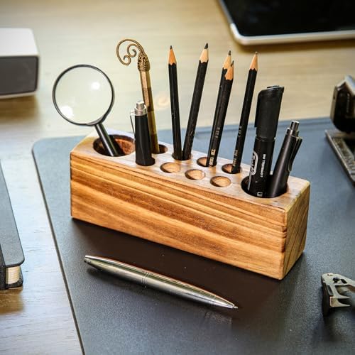 Solid Wood Pen Holder for Desk – Fountain Pen Holder – Stylish Wooden Pencil Holder and Wooden Desk Organizer - Image 5