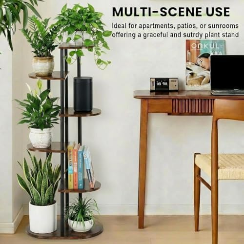Tiered Plant Stand Indoor, Tall 6 Tier 7 Potted Wooden Plant Shelf for Multiple Flower Plants, Multi Corner Metal Plant Holder Indoor for Patio Garden Patent Design Living Room Balcony Bedroom, Rustic Brown - Image 7