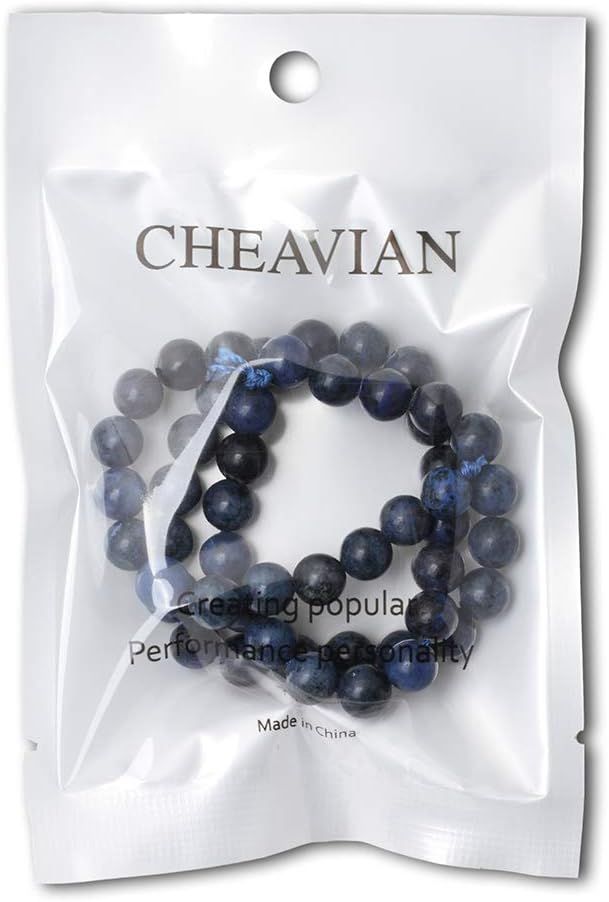 45PCS 8mm Natural Dumortierite Gemstone Round Loose Stone Beads for Jewelry Making Crafts Design 1 Strand 15"