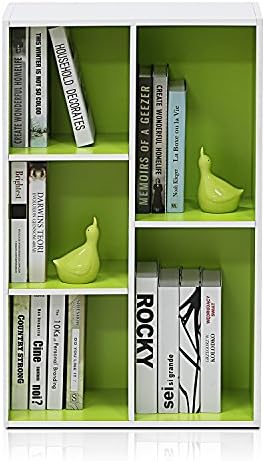 Furinno LUDER Book Shelf, 5-Cube Bookshelf, Reversible Bookcase, 9.4 x 19.5 x 31.5, Easy Assembly, for Living Room, Bedroom, Home Office, White/Green - Image 5