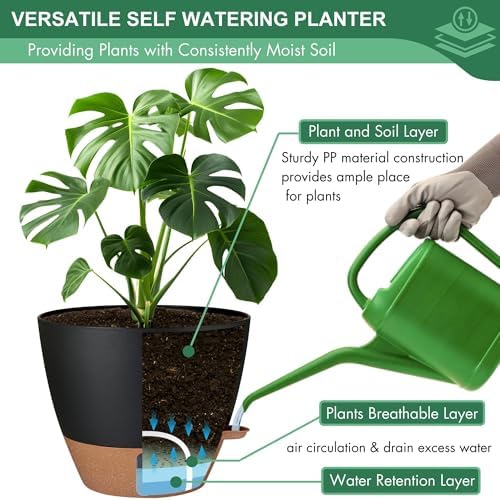 5-Pack 10/9/8/7/6.5Inch Self Watering Plant Pot for Inoor/ Ourdoor Plants - Image 5