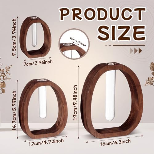 3 Set Plant Propagation Station Vase, Brown, Multiple Sizes - Image 2