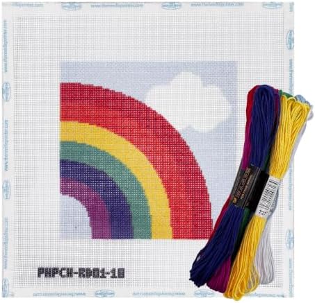 Howie's Needlepoint Needlepoint Kits for Adults & Beginners, 18 Mesh Printed Needlepoint Canvas, Stamped Patterns Canvas Starter Kits(Rainbow,6"x 6") by HowiesNeedlepoint
