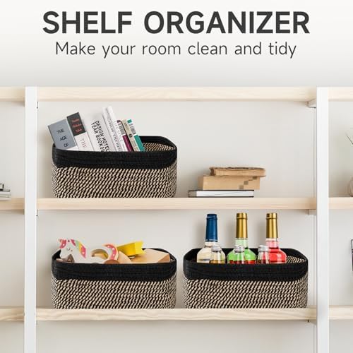 3 Pack Storage Baskets for Organizing, 13.7×9.5×6.3", Black Brown - Image 2