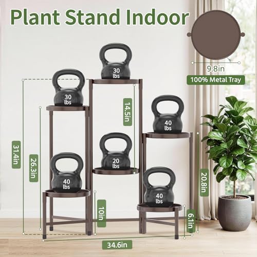 LASZOLA Plant Stand Indoor with 10 Inch Large Metal Tray, 6 Tier Bronze - Image 2