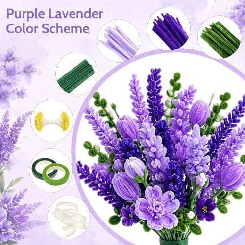 COSILY 400Pcs Pipe Cleaner Flower Kit with Photo Frame, Pipe Cleaners Craft, Chenille Stems Bouquet Making Set for DIY Floral Art, Creative Handmade Art Crafts Gifts for Kids and Adults - Image 4