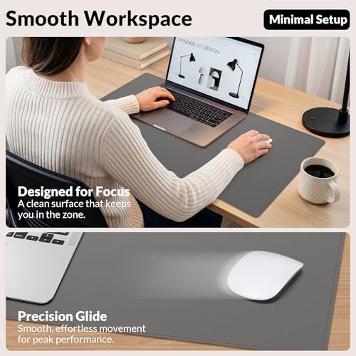 AFIING Cork Desk Mat, Dark Grey, 35.4" x 17",Desk pad Protector - Image 5