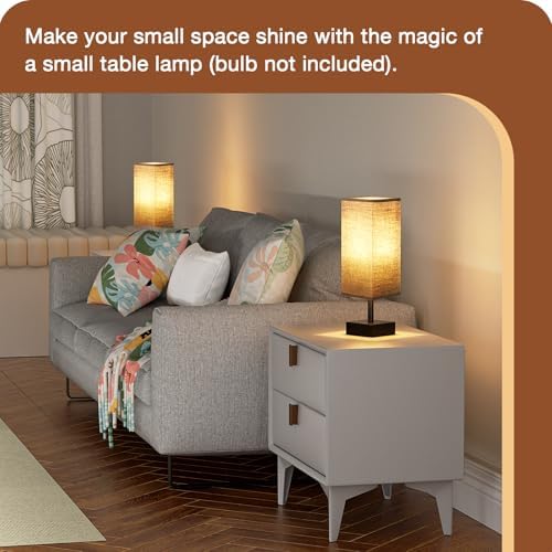aooshine Small Bedside Table Lamp for Bedroom - Square Black Fabric Shade - Image 4