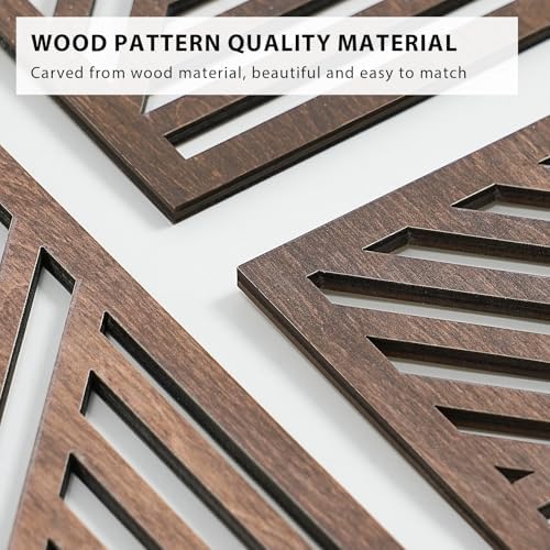 VIYYIEA Boho Solid Wood Carved Wall Art Set of 3, Geometric Minimalist Wooden Home Decor Panels, Handcrafted Solid Wood Wall Hanging for Living Room Bedroom Hallway, 16 x 8 Inch Each (Sunset Brown) - Image 3