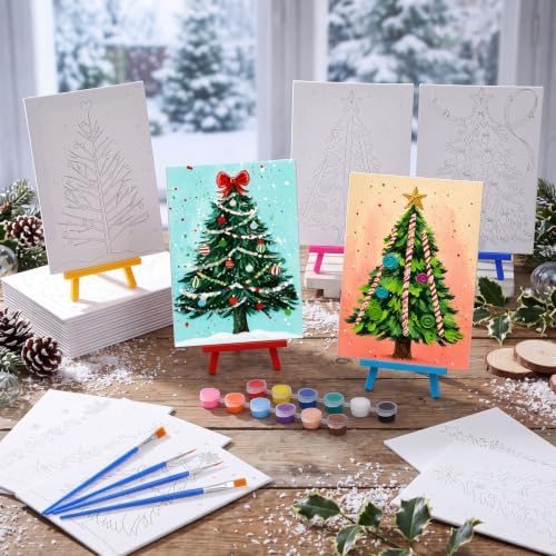 Blosssound 10 Set Christmas Pre Printed Canvas for Painting 5x7, Colorful - Image 4
