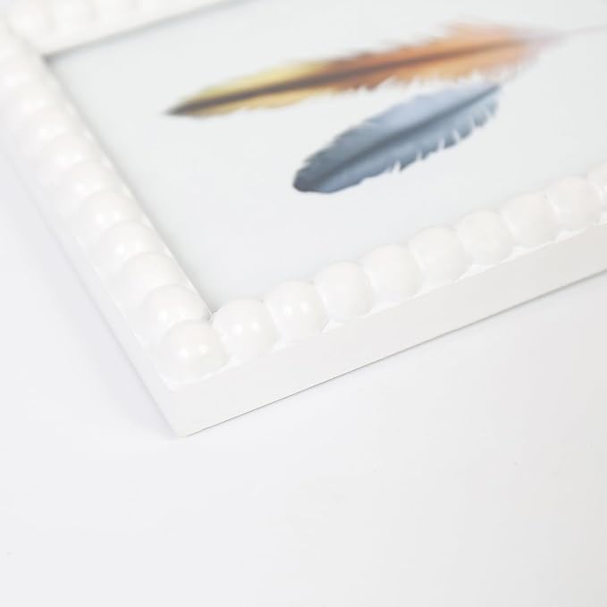 4x6 Picture Frame Set of 4, White Beaded Photo Frames Display Pictures 4x6 without Mat, Multi Photo Frames Collage for Wall or Tabletop Decor