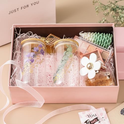 2 Pack Glass Cups with Bamboo Lids and Straws 16 oz, Gifts for Women, Drinking glasses set, Iced Coffee, Tea Cup, Cute Aesthetics Tumbler Cup, Mothers Day, Birthday Gifts for Her Mom - Image 3