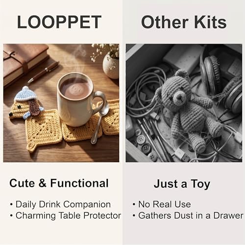 LOOPPET Crochet Kit for Beginners, DIY Dachshund Coaster Set - Image 7